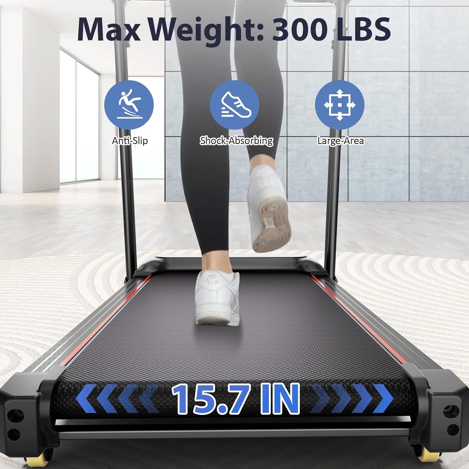 3.5 HP Auto Incline Folding Treadmill for Home | Adjustable Handle Bars, Built-In Speaker, 300lb Capacity