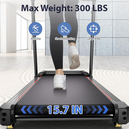 3.5 HP Auto Incline Folding Treadmill for Home | Adjustable Handle Bars, Built-In Speaker, 300lb Capacity