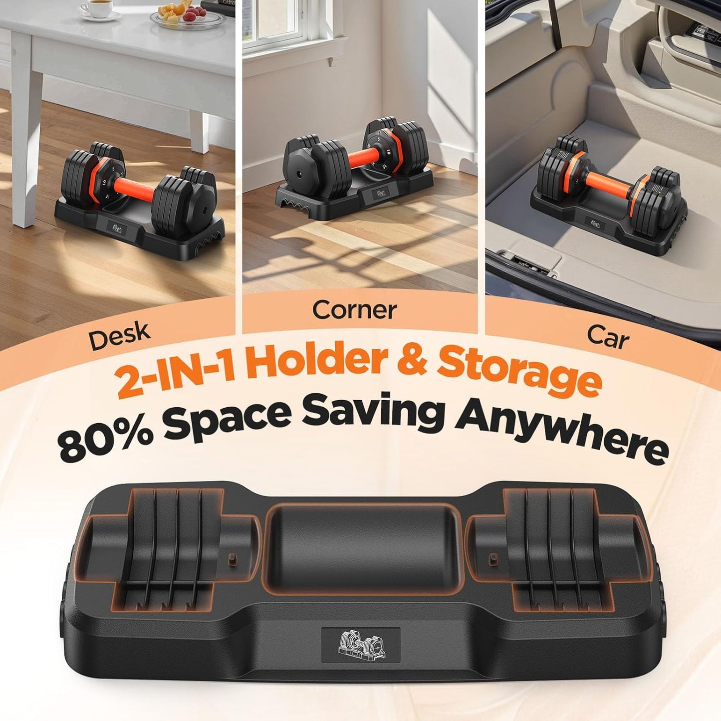 Adjustable Dumbbell Set of 2 | 5-in-1 Quick Switch Dumbbells (5–25 lbs Each) | Compact Home Gym Weights with Non-Slip Silicone Grip & Safety Locking System