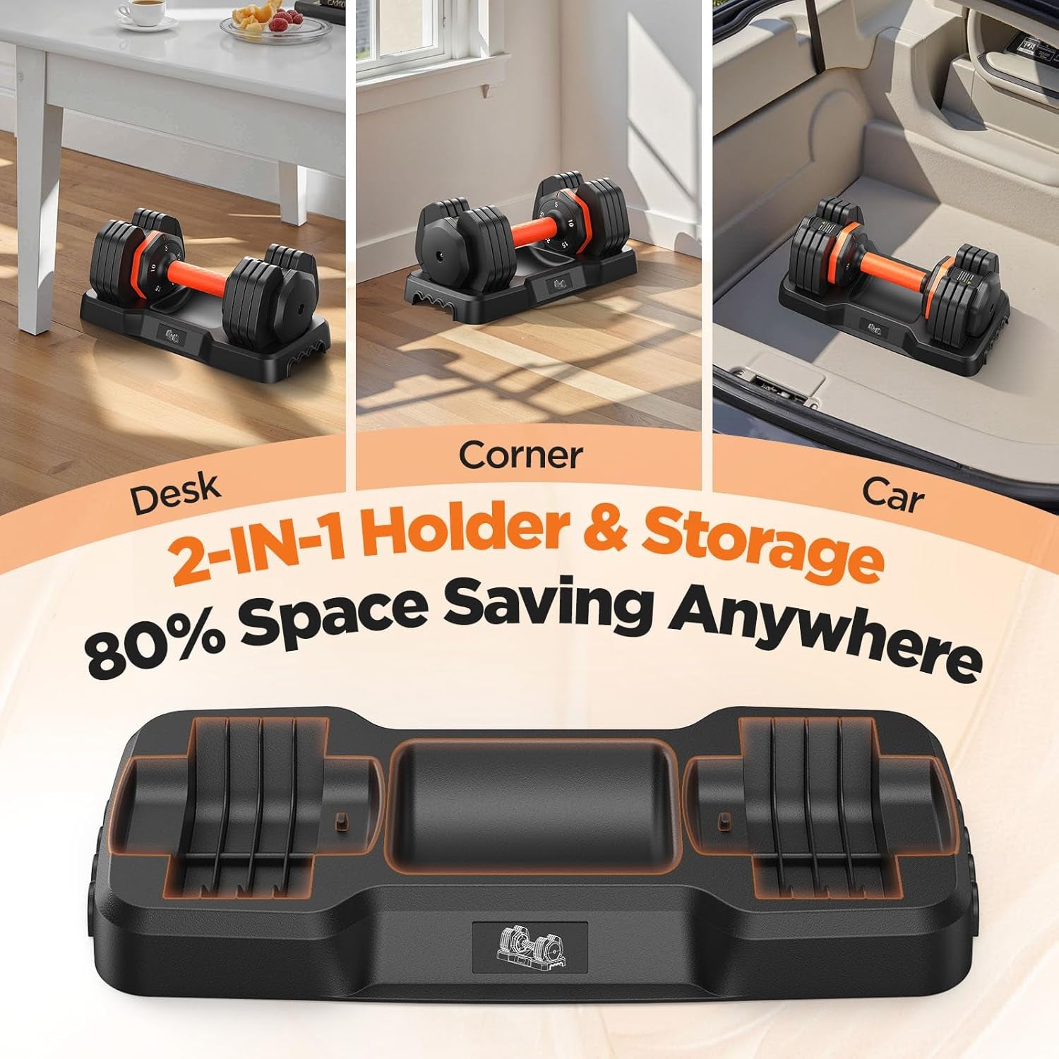 Adjustable Dumbbell Set of 2 | 5-in-1 Quick Switch Dumbbells (5–25 lbs Each) | Compact Home Gym Weights with Non-Slip Silicone Grip & Safety Locking System