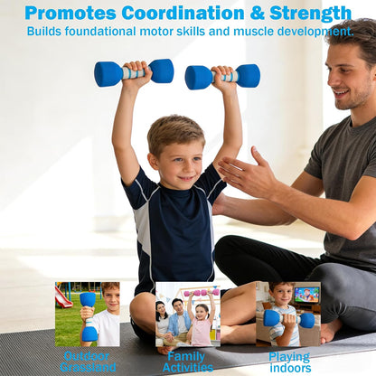 Kids Weight Set - a Pair of 2 Dumbbells for Toddler Childrens Exercise - Foam Dumbbell 1.5Lbs Weights Workout Equipment
