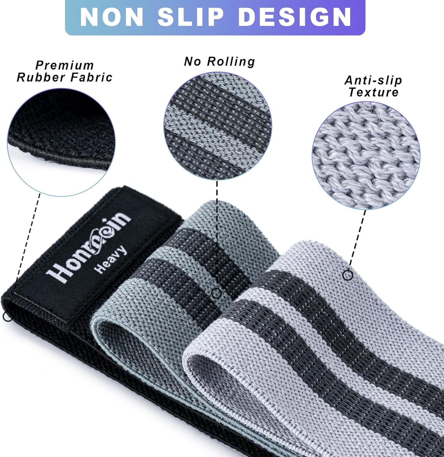 Fabric Resistance Band Set (3 Levels: Light, Medium, Heavy)