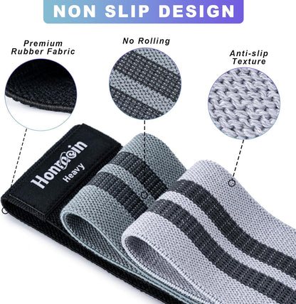 Fabric Resistance Band Set (3 Levels: Light, Medium, Heavy)