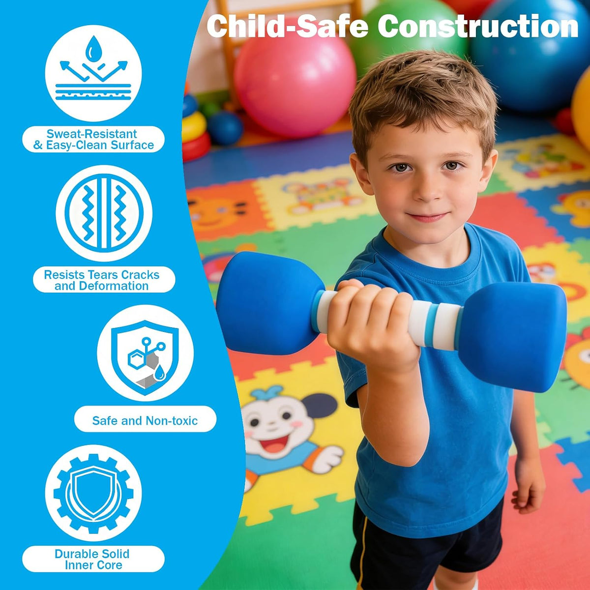 Kids Weight Set - a Pair of 2 Dumbbells for Toddler Childrens Exercise - Foam Dumbbell 1.5Lbs Weights Workout Equipment