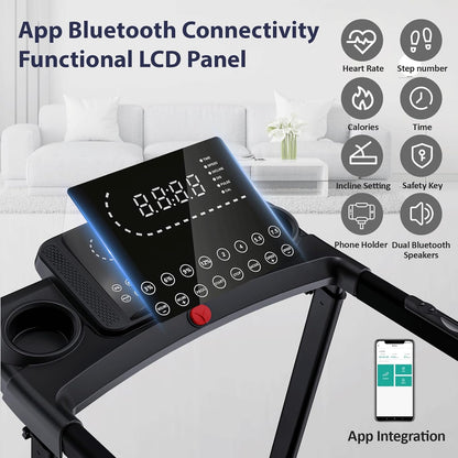 3.5 HP Auto Incline Folding Treadmill for Home | Adjustable Handle Bars, Built-In Speaker, 300lb Capacity