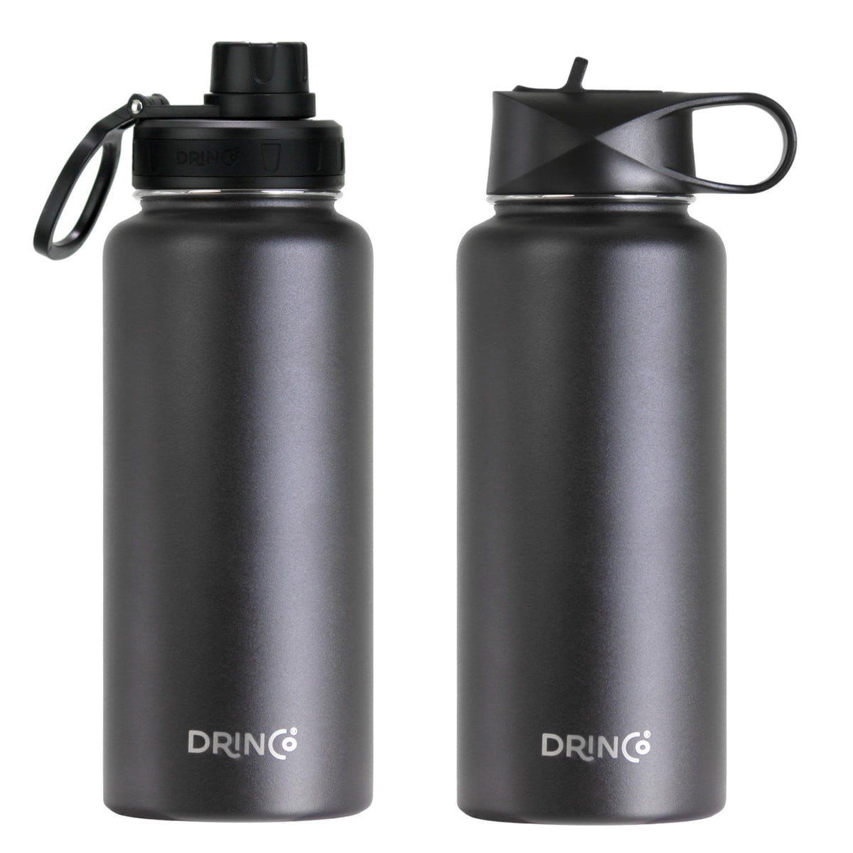 Family Hydration Bottle, 32oz Insulated Stainless Steel (Black)