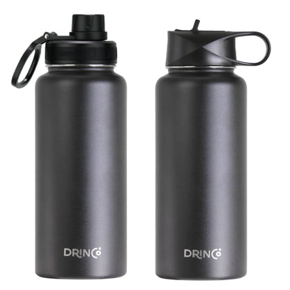 Family Hydration Bottle, 32oz Insulated Stainless Steel (Black)