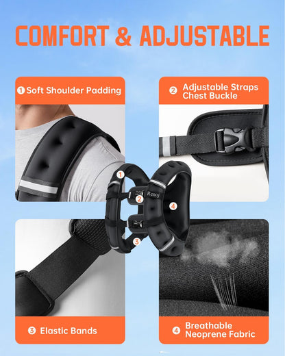 Weighted Vest for Walking, Running, and Training | 6–20 lb Adjustable Workout Vest with Reflective Strips & Pocket