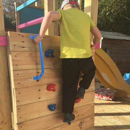 17 Inch Set of 6 Glossy Blue Steel Playground Handles - Playset Accessories Grab Handles, Swingset Safety Grab Bars, Indoor Monkey Bars for Jungle Gym, Playhouse, Climbing Frame