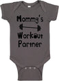“Mommy’s or Daddys Workout Partner” Funny Baby Bodysuit | Family Fitness Outfit for Boys & Girls | Cute Active Baby Onesie