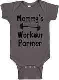 “Mommy’s or Daddys Workout Partner” Funny Baby Bodysuit | Family Fitness Outfit for Boys & Girls | Cute Active Baby Onesie