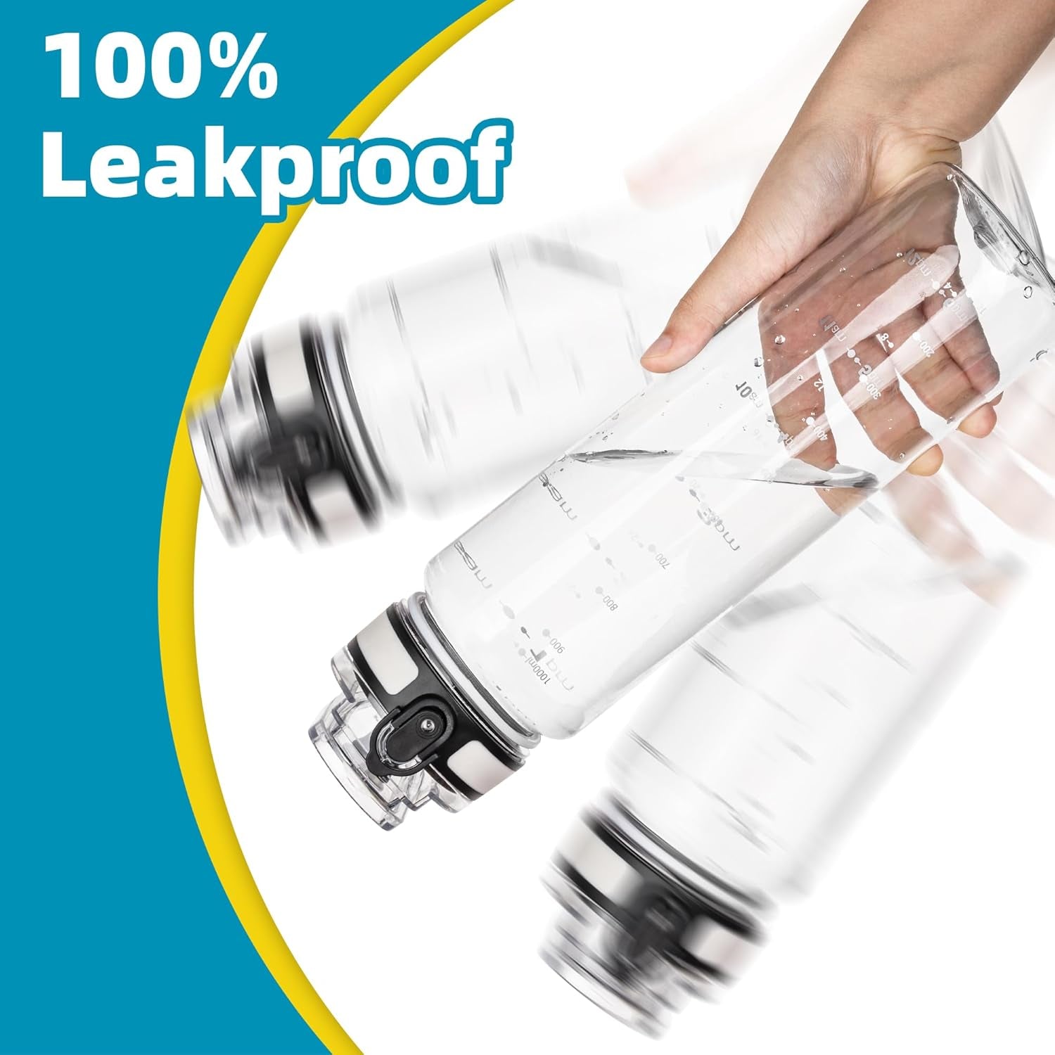 32 oz Motivational Water Bottle with Time Marker & Chug Lid | Leak-Proof, BPA-Free Tritan Plastic | One-Hand Flip Top & Carry Strap